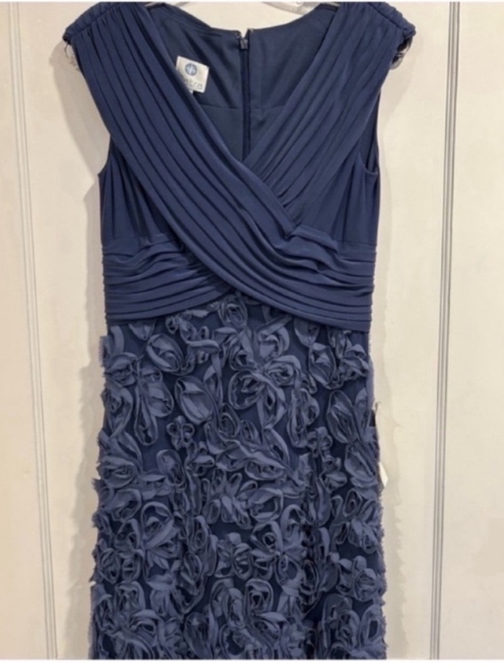 Patra NEW Crossover Pleated Front Soutache Skirted Gown Cornflower Blue Women 6 - Picture 5 of 13